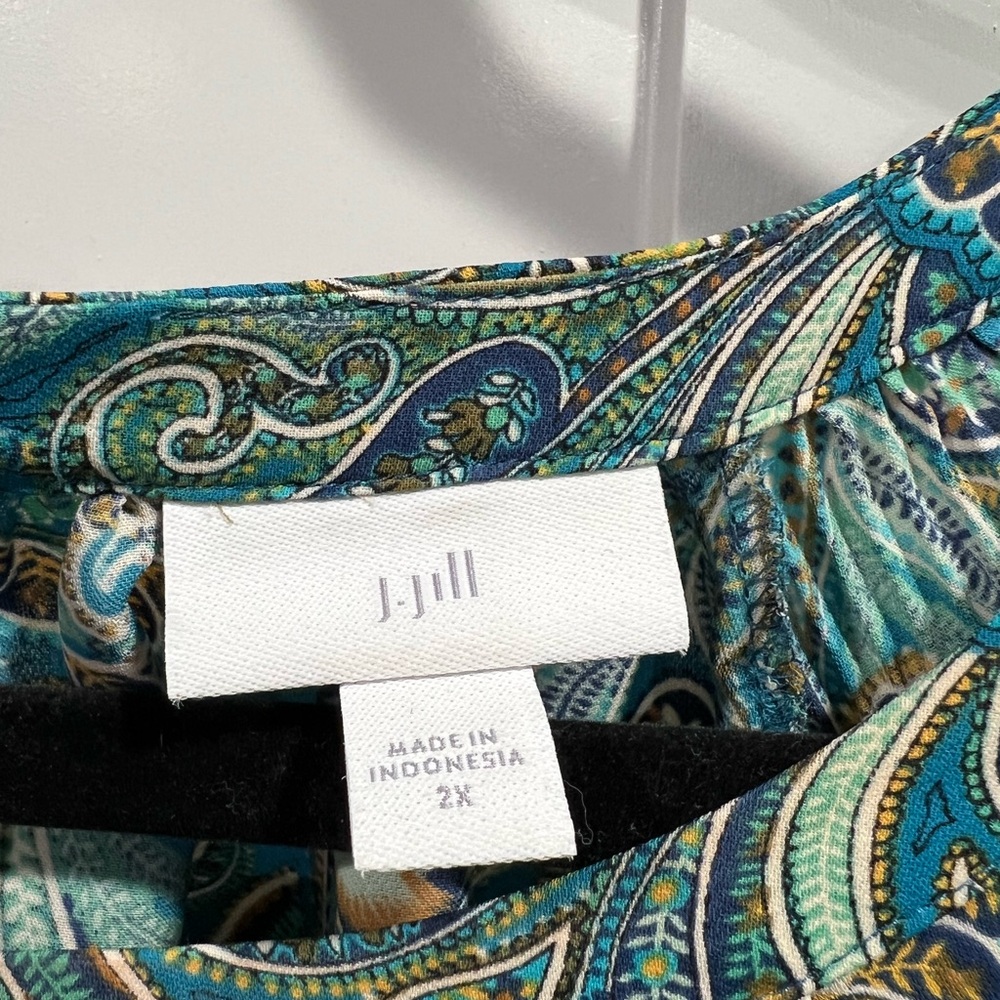 Beautiful✨ J. Jill Paisley Print Women's Top - Blue and Green 2x - Picture 4 of 5